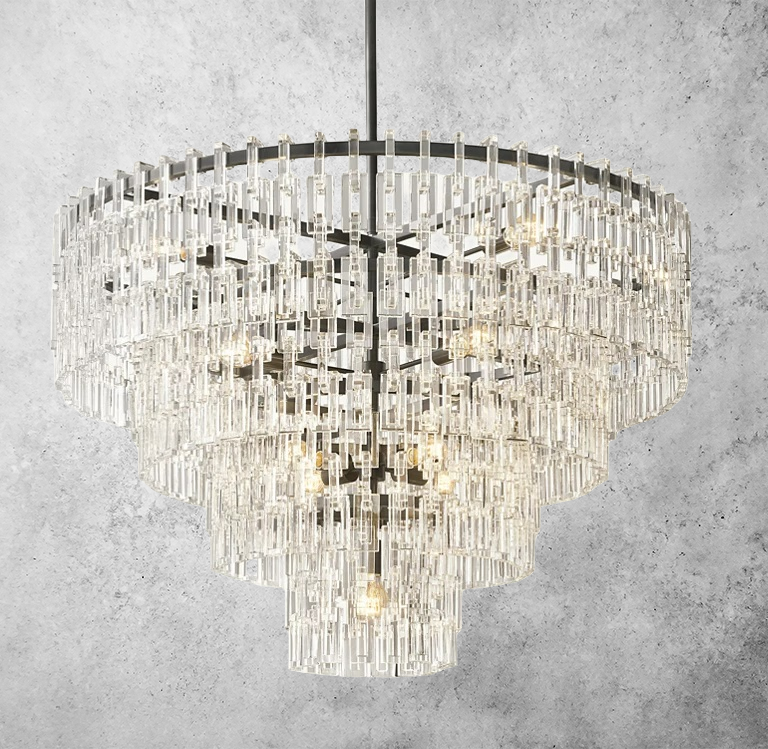 Kristallen Kroonluchter Meerdere Lagen Messing Glas Rond Plafond Verlichting Luxe Eetkamer Woonkamer Design | Sansoti