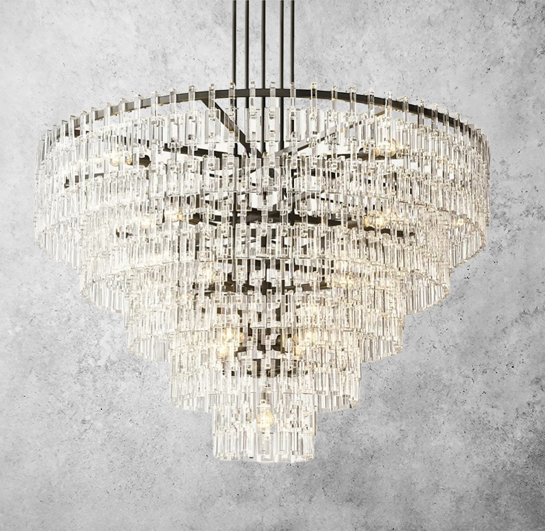 Kristallen Kroonluchter Meerdere Lagen Messing Glas Rond Plafond Verlichting Luxe Eetkamer Woonkamer Design | Sansoti