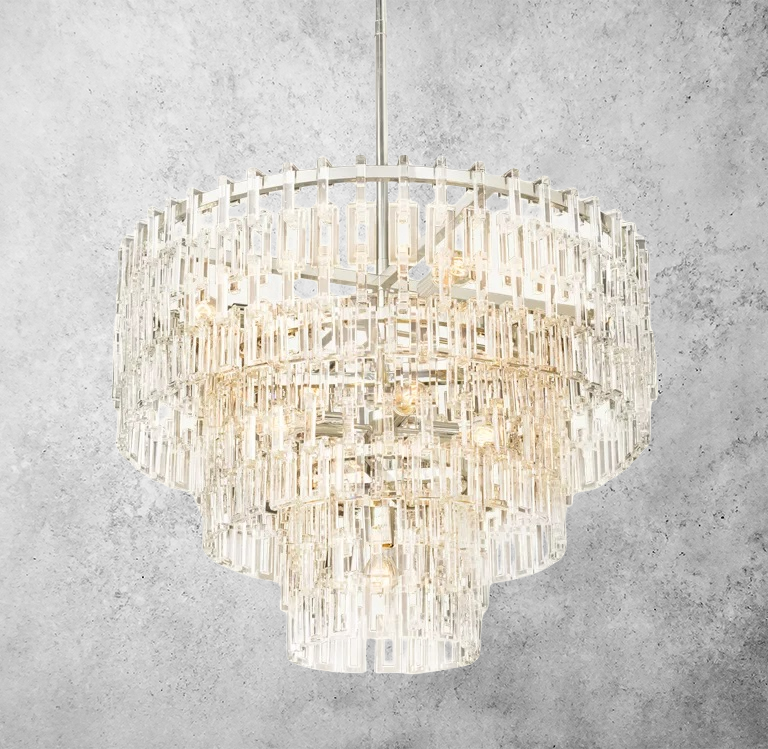 Kristallen Kroonluchter Meerdere Lagen Messing Glas Rond Plafond Verlichting Luxe Eetkamer Woonkamer Design | Sansoti