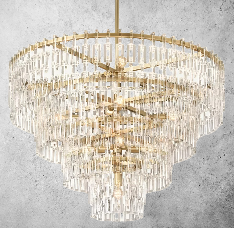 Kristallen Kroonluchter Meerdere Lagen Messing Glas Rond Plafond Verlichting Luxe Eetkamer Woonkamer Design | Sansoti