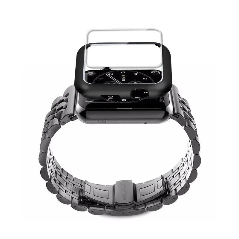 Bracelet pour smartwatch avec coque Acier inoxydable 44mm 42mm 40mm 38mm Protection d’écran Bracelet Accessoire | Sansoti