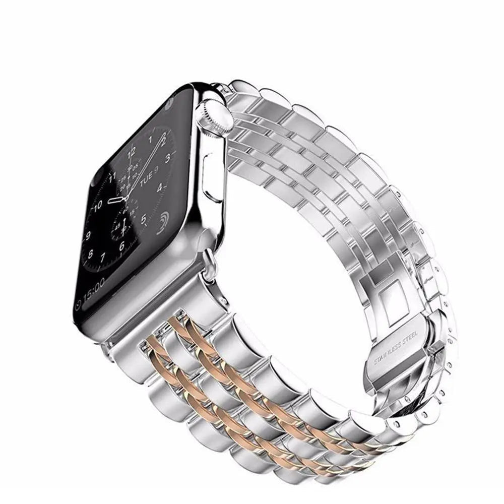 Bracelet pour smartwatch avec coque Acier inoxydable 44mm 42mm 40mm 38mm Protection d’écran Bracelet Accessoire | Sansoti