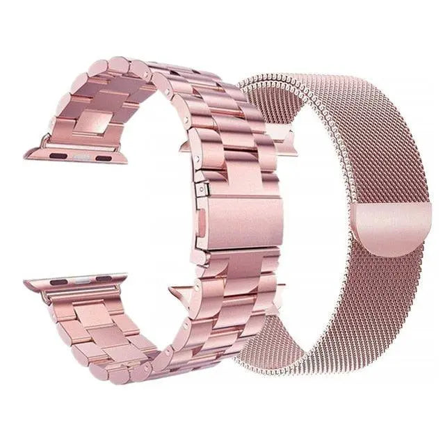Metal Watch Bands for Smartwatch 42-49mm Stainless Steel Mesh & Link Set of 2 Adjustable | Sansoti