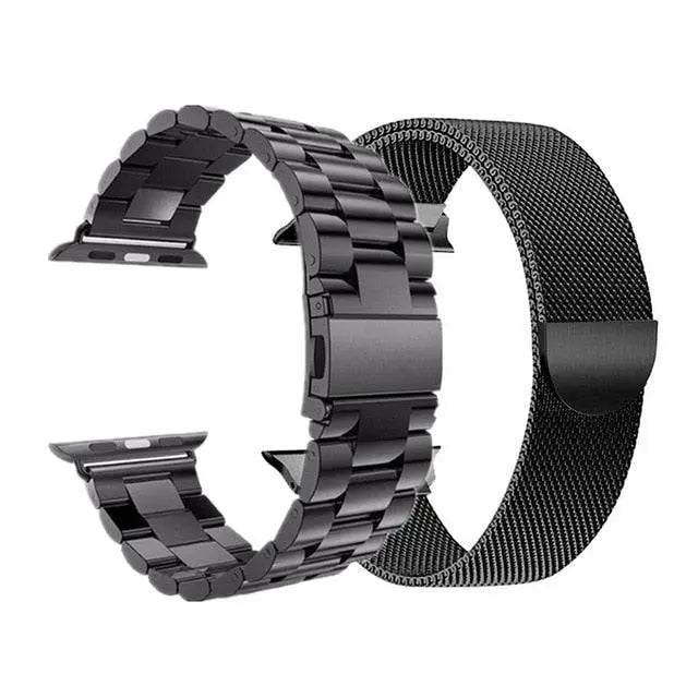 Metal Watch Bands for Smartwatch 42-49mm Stainless Steel Mesh & Link Set of 2 Adjustable | Sansoti