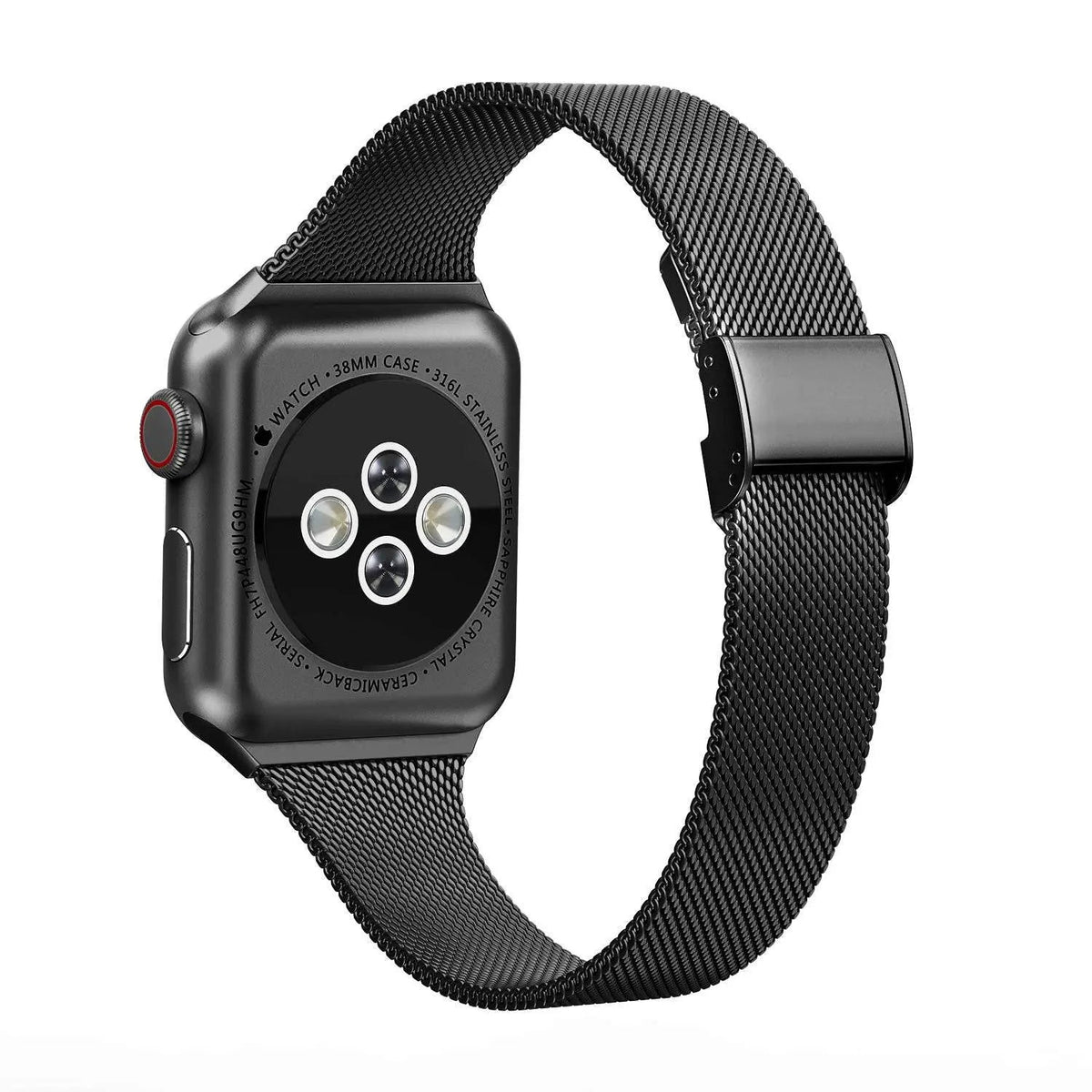 Bracelet de smartwatch en maille d’acier inoxydable 42mm 44mm 46mm 49mm avec fermeture magnétique, réglable | Sansoti