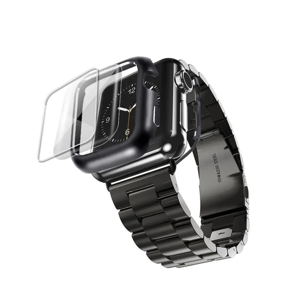 Stainless Steel Watch Bracelet with Protective Cover 38mm 40mm 42mm 44mm Smartwatch Accessory Set Stylish | Sansoti