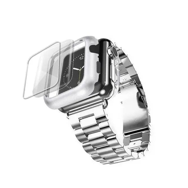 Stainless Steel Watch Bracelet with Protective Cover 38mm 40mm 42mm 44mm Smartwatch Accessory Set Stylish | Sansoti