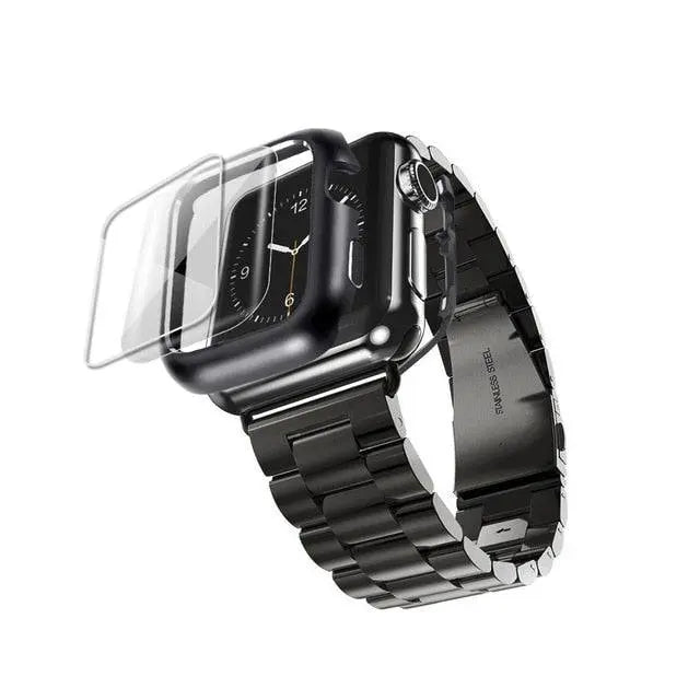 Stainless Steel Watch Bracelet with Protective Cover 38mm 40mm 42mm 44mm Smartwatch Accessory Set Stylish | Sansoti