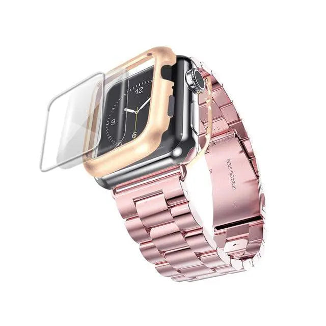 Stainless Steel Watch Bracelet with Protective Cover 38mm 40mm 42mm 44mm Smartwatch Accessory Set Stylish | Sansoti
