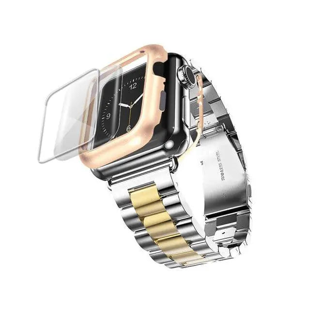 Stainless Steel Watch Bracelet with Protective Cover 38mm 40mm 42mm 44mm Smartwatch Accessory Set Stylish | Sansoti