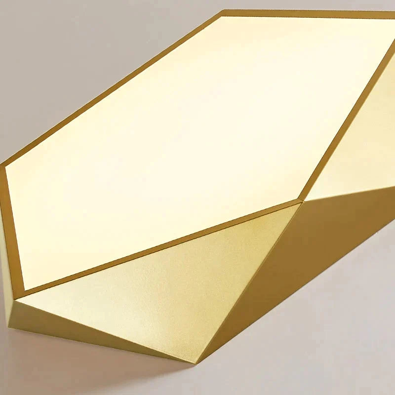 Plafonnier géométrique doré à intensité variable avec télécommande, LED, design moderne pour salon et chambre | Sansoti