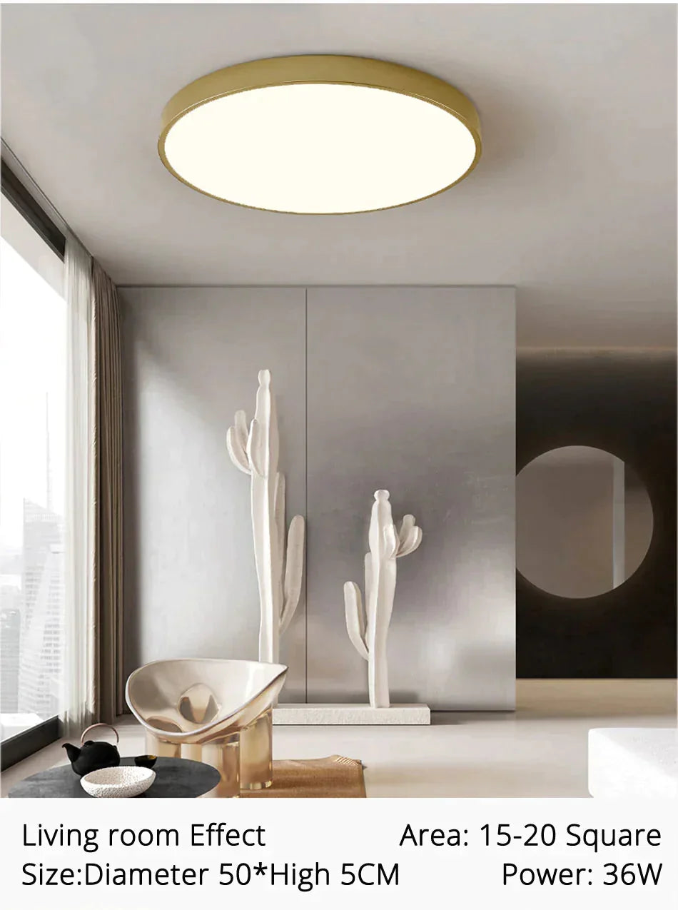 Plafonnier géométrique doré à intensité variable avec télécommande, LED, design moderne pour salon et chambre | Sansoti