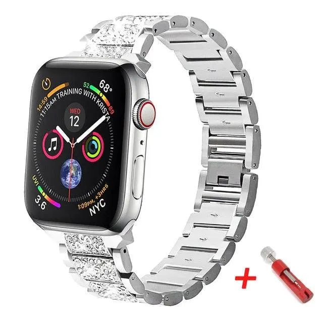 Stainless Steel Watch Band with Protective Case for 38mm 40mm 42mm 44mm Smartwatch Metal Wristband Stylish | Sansoti
