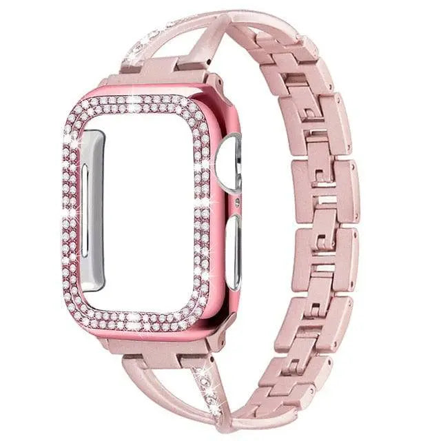 Elegant Stainless Steel Watch Band with Protective Case for Smartwatch 38mm 40mm 42mm 44mm Stylish Jewelry Accessory | Sansoti