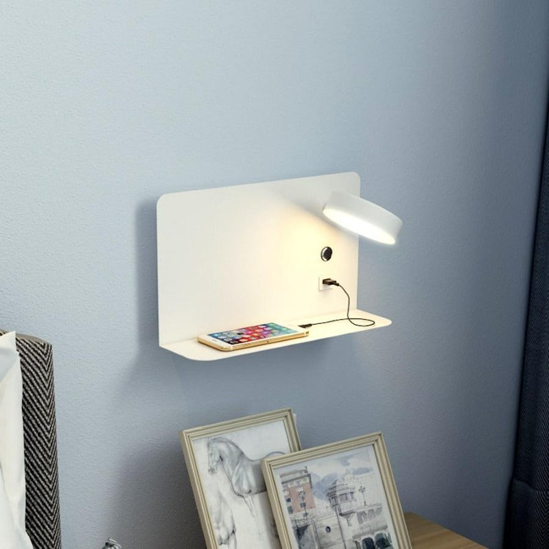 Lampe de chevet murale avec port de recharge USB, argentée, moderne, 3 modes d’éclairage, design métallique réglable, lampe de lecture | Sansoti