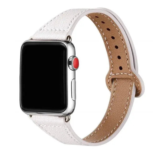 Schmales Lederarmband für Damen 38-49 mm Smartwatch Premium-Verschluss Stilvoll Bequem Verstellbares Accessoire | Sansoti