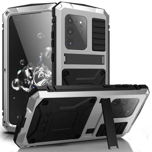 Étui de téléphone métallique en aluminium avec protection en verre trempé pour smartphone Galaxy S20 Plus et S20 Ultra | Sansoti