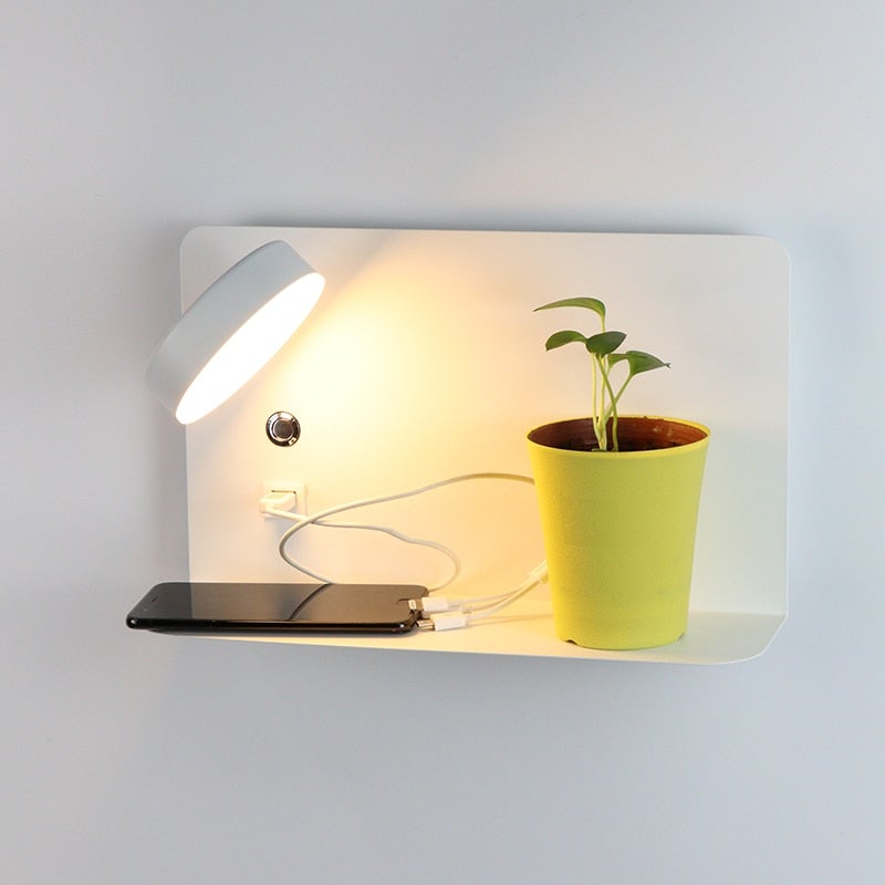 Lampe de chevet murale avec port de recharge USB, argentée, moderne, 3 modes d’éclairage, design métallique réglable, lampe de lecture | Sansoti