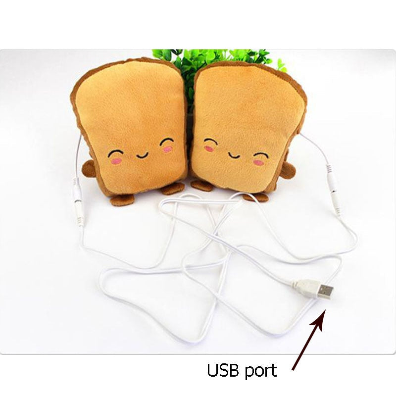 USB-beheizte fingerlose Fäustlinge im Toast-Design - Winterhandschuhe zum Tippen, Gaming, für das Büro und Homeoffice | Sansoti