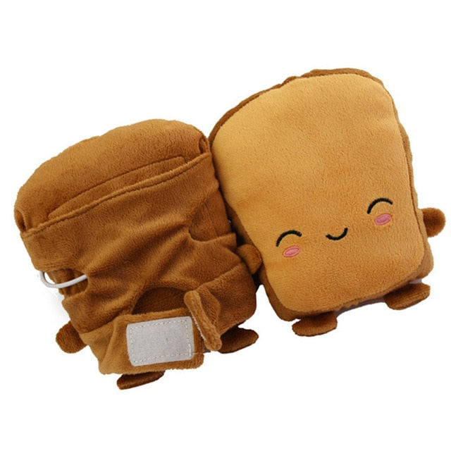 USB-beheizte fingerlose Fäustlinge im Toast-Design - Winterhandschuhe zum Tippen, Gaming, für das Büro und Homeoffice | Sansoti