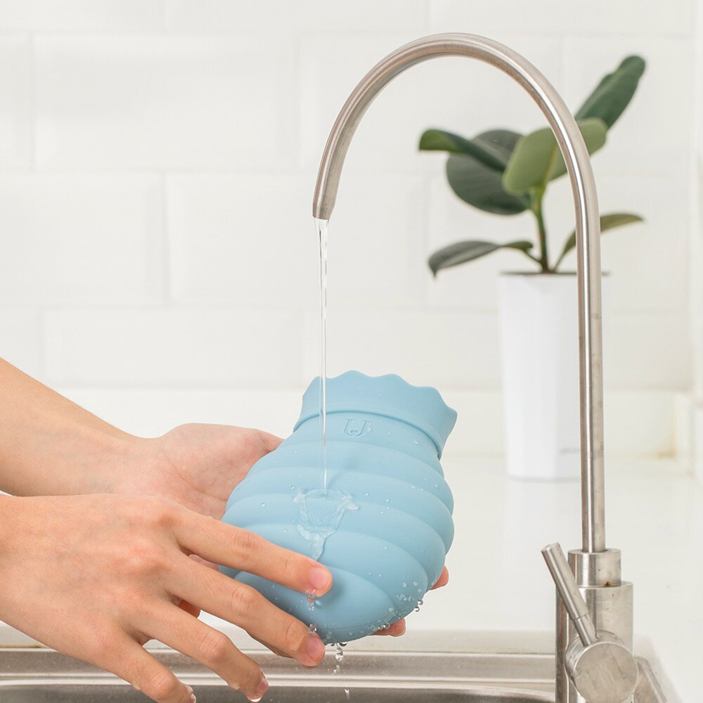Microwave-Safe Silicone Hot Water Bottle 313ml 620ml with Knitted Cover for Abdominal Pain Relief and Warmth | Sansoti