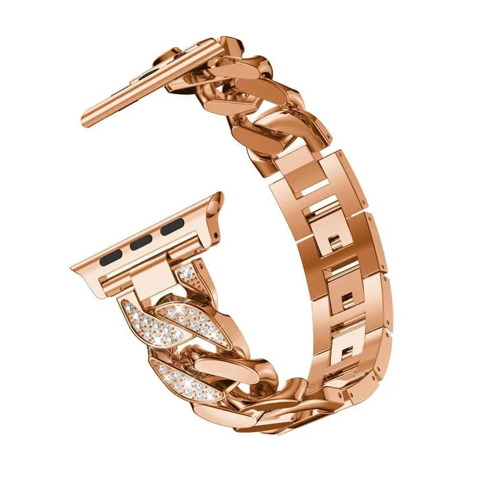 Bracelet à maillons en acier avec cristaux pour smartwatch 42-49 mm, bracelet élégant avec finition joaillerie pour femme | Sansoti