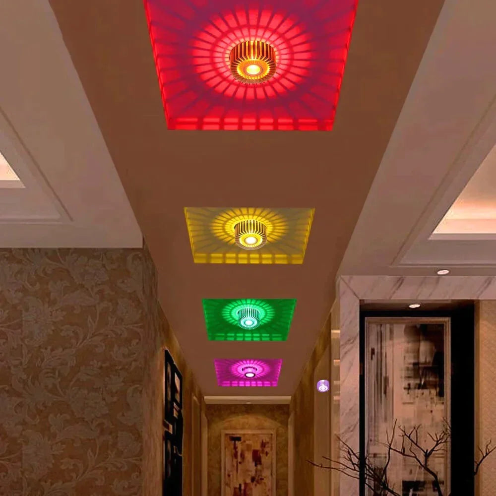 Einbau-LED-Deckenstrahler 3 W Aluminium Farbiges Stimmungslicht Flur Balkon Arbeitszimmer Schlafzimmer Wohnzimmer | Sansoti
