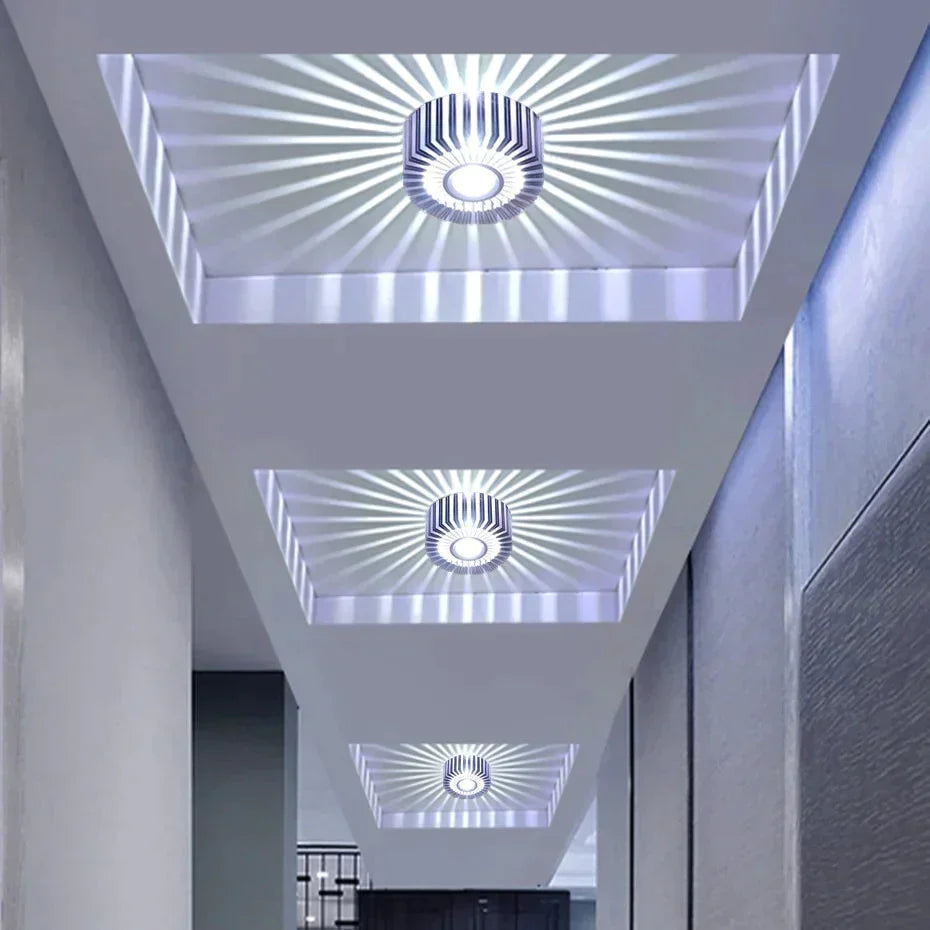 Einbau-LED-Deckenstrahler 3 W Aluminium Farbiges Stimmungslicht Flur Balkon Arbeitszimmer Schlafzimmer Wohnzimmer | Sansoti
