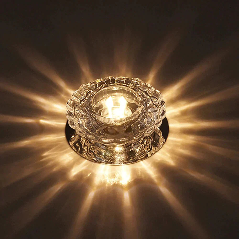 Modern Kristal Plafondlamp LED RVS Basis Opbouw Verlichting Woonkamer Gang | Sansoti
