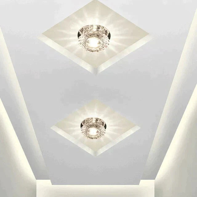 Modern Kristal Plafondlamp LED RVS Basis Opbouw Verlichting Woonkamer Gang | Sansoti