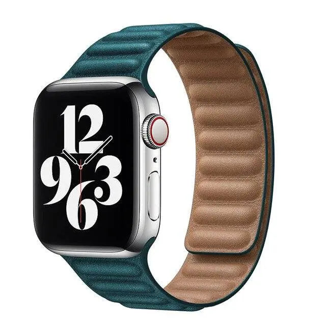 Magnetisches Lederarmband für Smartwatch 42-49 mm verstellbares Gliederarmband Echtleder stilvoll Premium | Sansoti