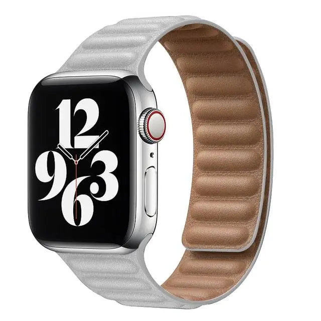 Magnetisches Lederarmband für Smartwatch 42-49 mm verstellbares Gliederarmband Echtleder stilvoll Premium | Sansoti