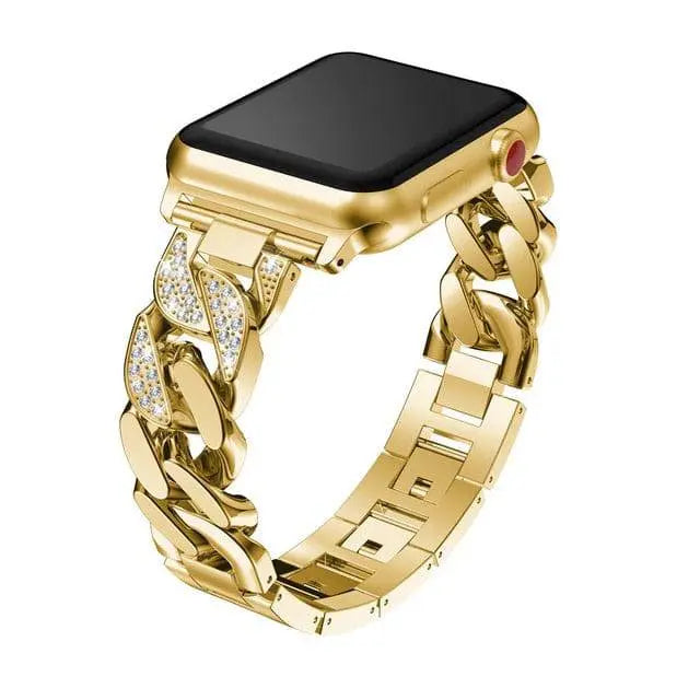 Bracelet à maillons en acier avec cristaux pour smartwatch 42-49 mm, bracelet élégant avec finition joaillerie pour femme | Sansoti