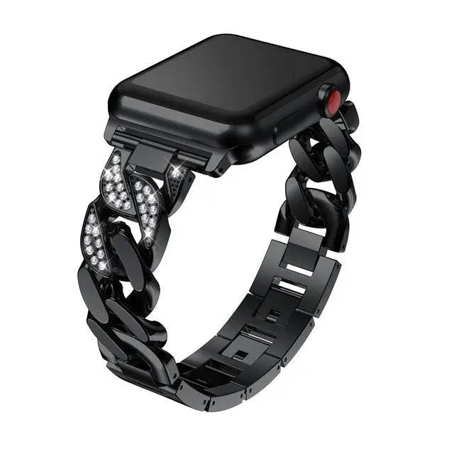 Bracelet à maillons en acier avec cristaux pour smartwatch 42-49 mm, bracelet élégant avec finition joaillerie pour femme | Sansoti