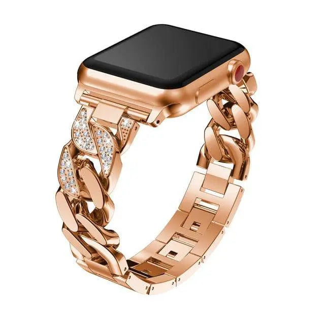 Bracelet à maillons en acier avec cristaux pour smartwatch 42-49 mm, bracelet élégant avec finition joaillerie pour femme | Sansoti