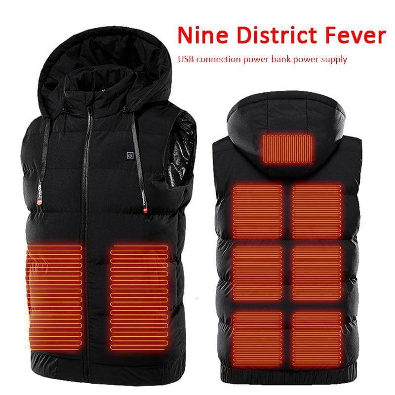 Heated Body Warmer Vest with Hood, Three Heat Settings, USB Rechargeable, Water-Repellent, Outdoor Winter | Sansoti