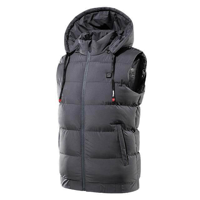 Heated Body Warmer Vest with Hood, Three Heat Settings, USB Rechargeable, Water-Repellent, Outdoor Winter | Sansoti