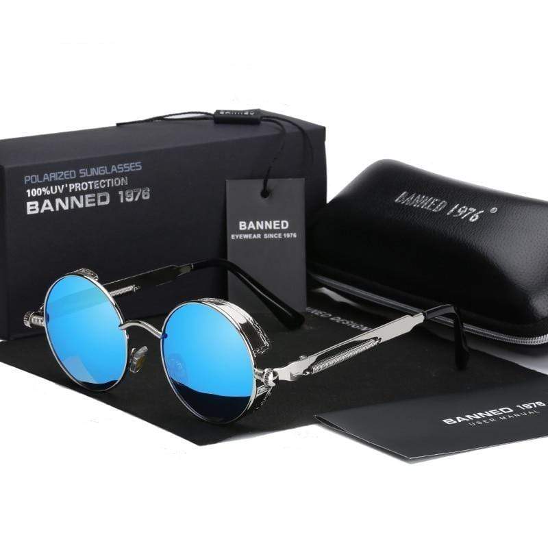 Retro Ronde Gepolariseerde Zonnebril Steampunk Stijl UV400 Bescherming Heren Vintage Eyewear Metalen Montuur | Sansoti
