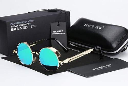Retro Ronde Gepolariseerde Zonnebril Steampunk Stijl UV400 Bescherming Heren Vintage Eyewear Metalen Montuur | Sansoti
