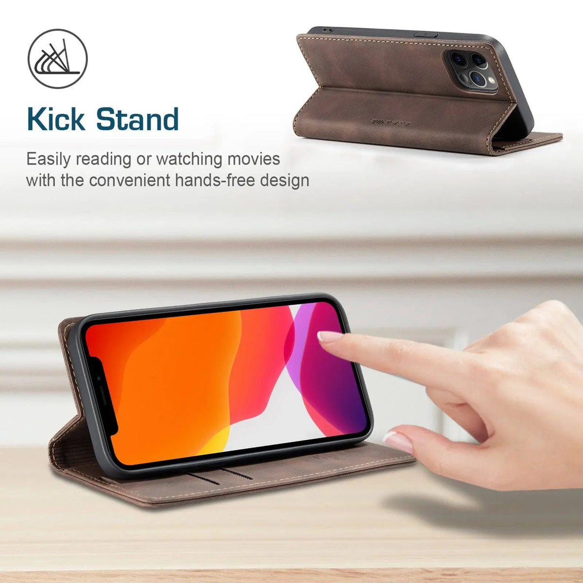 Leather Wallet Case for iPhone 12 Series – Card Holder Phone Case with All-Around Protection and Stylish Design | Sansoti