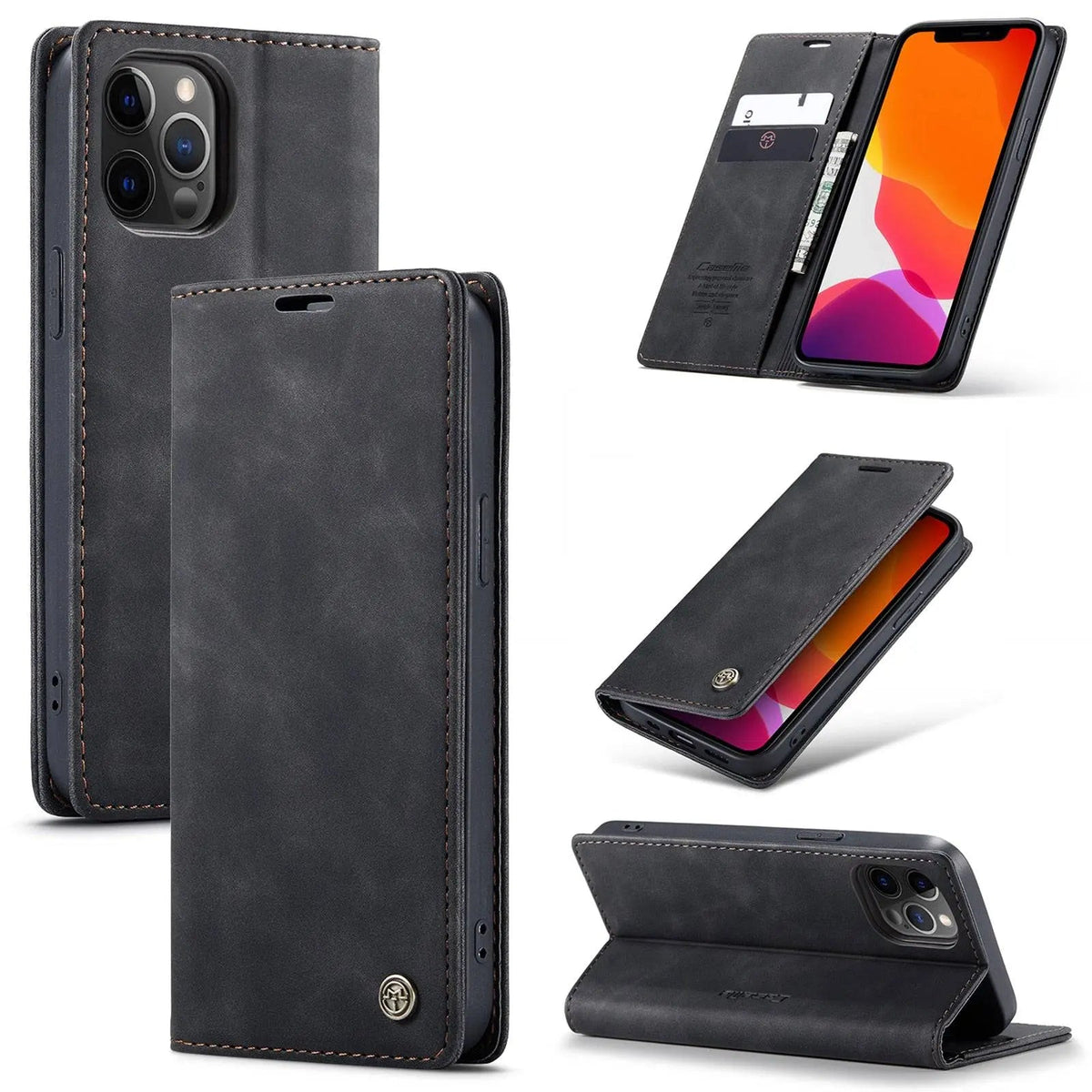 Leather Wallet Case for iPhone 12 Series – Card Holder Phone Case with All-Around Protection and Stylish Design | Sansoti