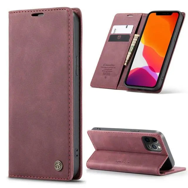 Leather Wallet Case for iPhone 12 Series – Card Holder Phone Case with All-Around Protection and Stylish Design | Sansoti