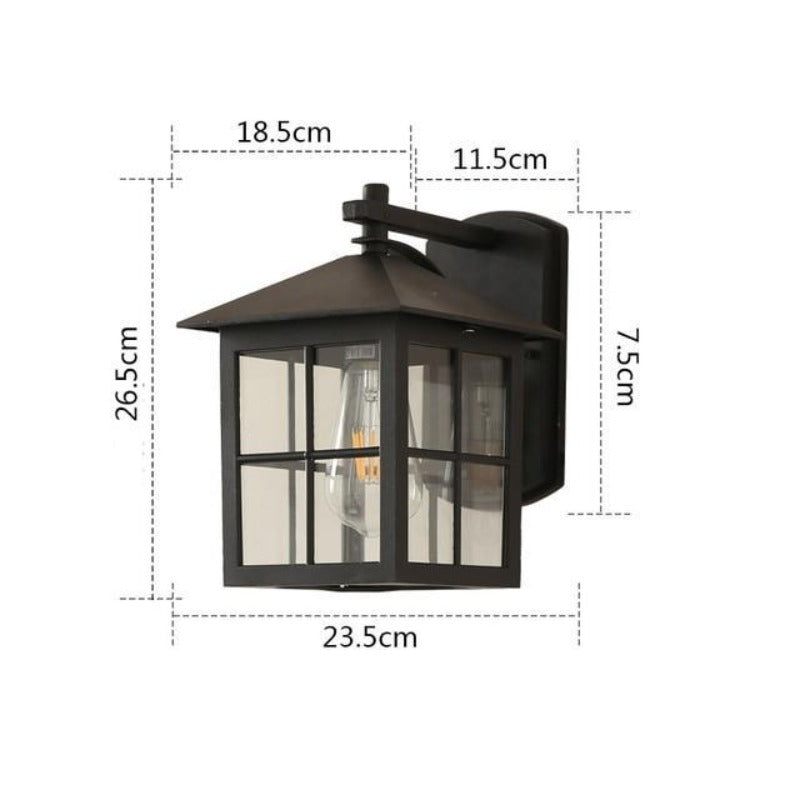 Vintage-Außenwandleuchte aus Metall, wasserdicht, E27-Fassung, Garten- und Terrassenbeleuchtung, Fassadenleuchte, Schwarz | Sansoti