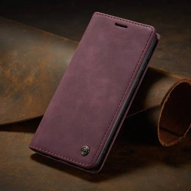 Étui de téléphone en cuir Galaxy S21 Ultra Plus avec support, coque protectrice, marron noir bleu rouge, élégant | Sansoti
