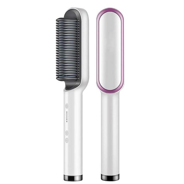 Peigne chauffant coiffant en céramique avec revêtement ionique, 5 niveaux de température, outil de coiffage professionnel | Sansoti