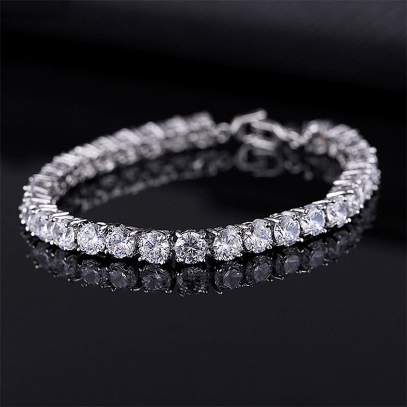 Elegante Schakelarmband met Zirkonia Stenen | Luxe Tennisarmband voor Dames en Heren | Geometrisch Design Polssieraad met Glanzende Kristallen | Verstelbare Feestelijke Armband Zilver Goud | Sansoti
