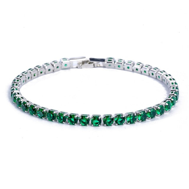 Elegante Schakelarmband met Zirkonia Stenen | Luxe Tennisarmband voor Dames en Heren | Geometrisch Design Polssieraad met Glanzende Kristallen | Verstelbare Feestelijke Armband Zilver Goud | Sansoti