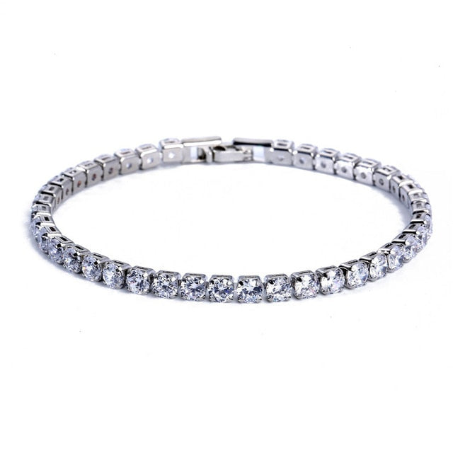 Elegante Schakelarmband met Zirkonia Stenen | Luxe Tennisarmband voor Dames en Heren | Geometrisch Design Polssieraad met Glanzende Kristallen | Verstelbare Feestelijke Armband Zilver Goud | Sansoti