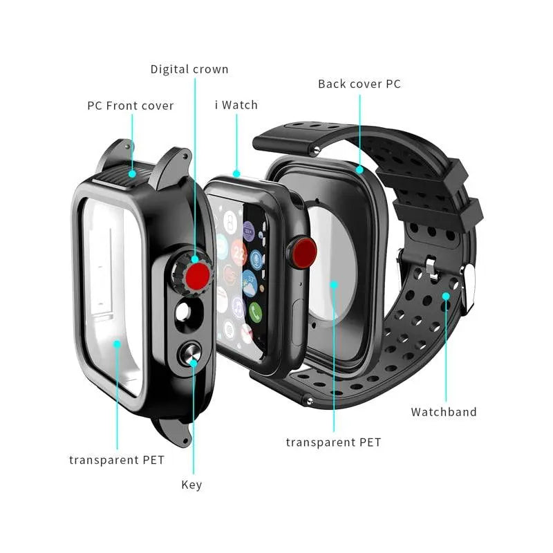 Protective Smartwatch Case with Sports Band for 44mm 42mm Models Silicone Bumper Watch Accessory | Sansoti