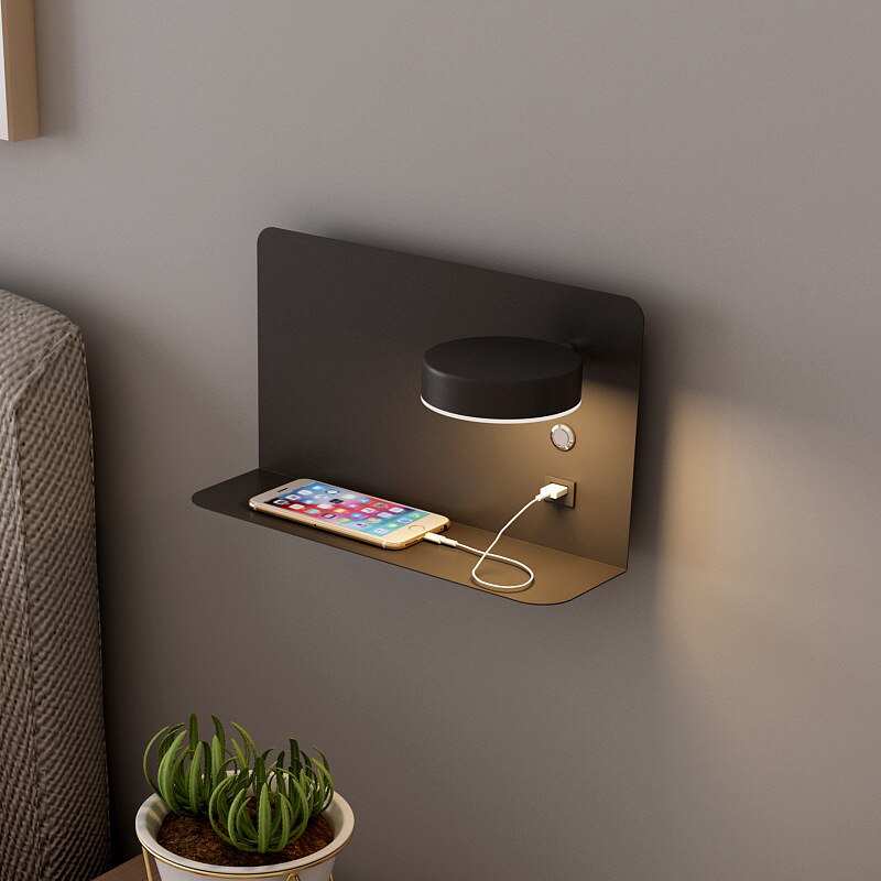 Lampe de chevet murale avec port de recharge USB, argentée, moderne, 3 modes d’éclairage, design métallique réglable, lampe de lecture | Sansoti